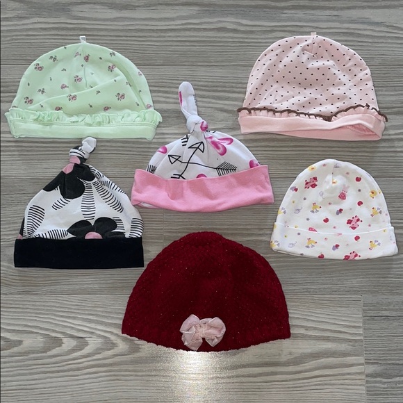 mixed Other - ⭐ Baby Girl Hat Bundle – 6-Pack, Sizes 0–9M ⭐